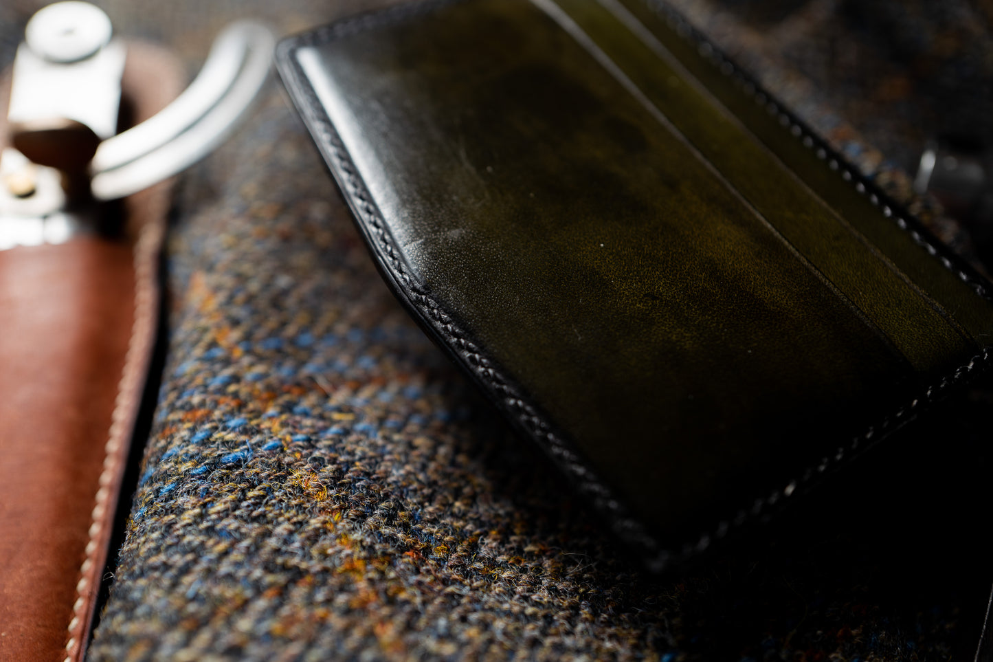 The V-card wallet, custom hand painted patina