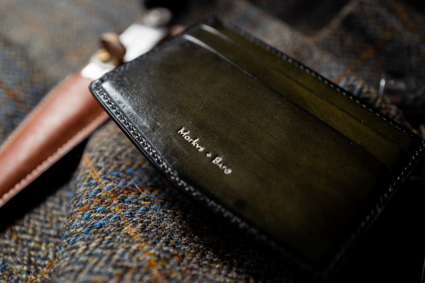 The Manhattan card wallet, custom hand painted patina